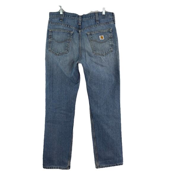 Carhartt Jeans Mens 36x32 Blue Denim Straight Leg Medium Wash Work Wear Cotton - Picture 2 of 9